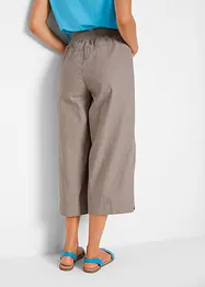 Pantaloni larghi cropped in misto lino con cinta comoda, bonprix