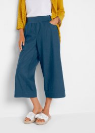 Pantaloni larghi cropped in misto lino con cinta comoda, bpc bonprix collection