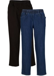 Pantaloni elasticizzati cropped con cinta comoda (pacco da 2), bonprix