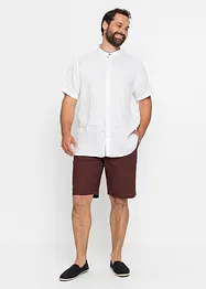 Camicia a maniche corte in lino con colletto alla coreana, bonprix