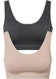 Reggiseno bustier a costine senza cuciture Feel Comfort (pacco da 2), bonprix