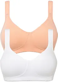 Reggiseno t-shirt senza ferretto con cotone (pacco da 2), bonprix