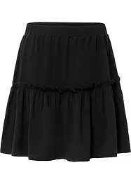 Gonna con balza in jersey di misto viscosa, bonprix