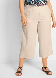 Pantaloni culotte cropped in misto lino, bonprix