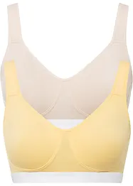 Reggiseno t-shirt senza ferretto con cotone biologico (pacco da 2), bonprix