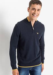 Maglione in materiale riciclato con colletto e zip, bpc bonprix collection