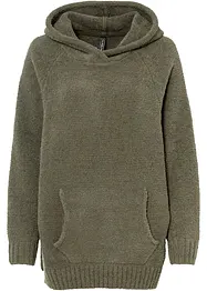 Maglione effetto peluche con cappuccio, bonprix