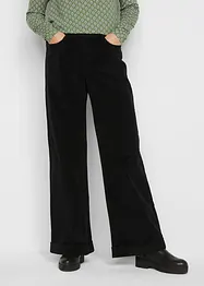 Pantaloni larghi in velluto a coste elasticizzato, vita alta, bonprix