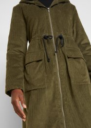 Cappotto in velluto ampio con cappuccio in pile effetto peluche, coulisse e tasche grandi, bpc bonprix collection