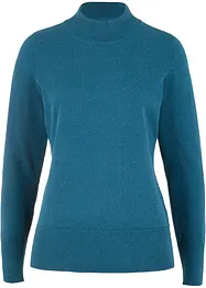 Maglione basic in maglia fine con collo dritto e cotone riciclato, bonprix