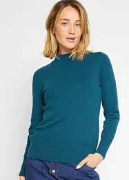 Maglione basic in maglia fine con collo dritto e cotone riciclato, bonprix