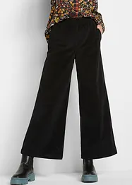 Pantaloni a palazzo cropped in velluto a coste con cinta comoda a vita alta, bonprix