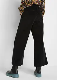 Pantaloni a palazzo cropped in velluto a coste con cinta comoda a vita alta, bonprix