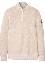 Maglione con collo e cerniera in cotone, bpc bonprix collection