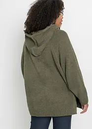 Maglione effetto peluche con cappuccio, bonprix