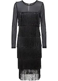 Abito midi in mesh vaporoso con frange, bonprix