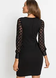 Abito in similpelle con inserto in jersey e maniche in pizzo a pois, bonprix