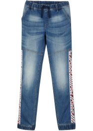 Jeans in felpa con fasce sportive, slim fit, John Baner JEANSWEAR