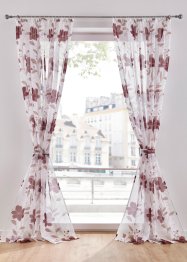 Tenda trasparente in fantasia floreale con fermatenda (pacco da 1), bpc living bonprix collection