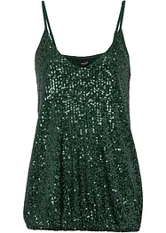 Top con spalline sottili e paillettes in morbido misto viscosa, bonprix