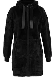 Giacca lunga da casa in pile ultra morbido con cappuccio, bonprix