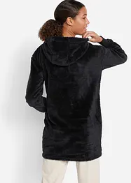 Giacca lunga da casa in pile ultra morbido con cappuccio, bonprix