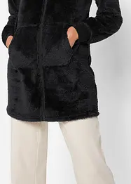 Giacca lunga da casa in pile ultra morbido con cappuccio, bonprix