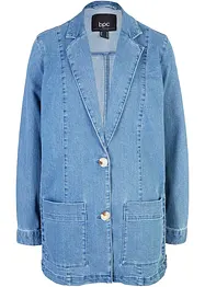 Blazer lungo in jeans con inserti smock ai lati, bpc bonprix collection