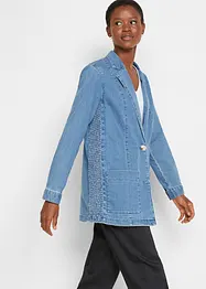 Blazer lungo in jeans con inserti smock ai lati, bpc bonprix collection