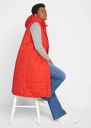 Gilet lungo trapuntato con cappuccio e spacchi ai lati, bonprix