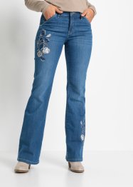 Jeans a zampa con ricami floreali, RAINBOW