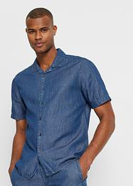 Camicia in jeans a maniche corte con Lyocell e lino, John Baner JEANSWEAR
