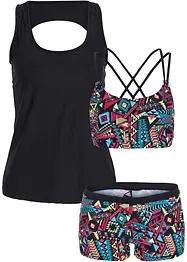 Tankini con reggiseno a bustier (set 3 pezzi), bonprix