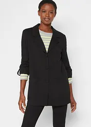 Blazer lungo in Punto di Roma misto viscosa, bonprix