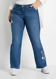 Jeans a zampa con ricami floreali, bonprix