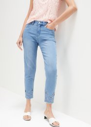 Jeans cropped con ricami traforati, bpc selection premium