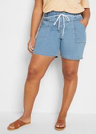 Shorts di jeans paper bag con cinta comoda, bpc bonprix collection
