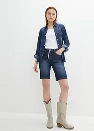 Bermuda in jeans slim fit con vita media, bonprix