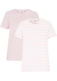 T-shirt con scollo rotondo in cotone (pacco da 2), bonprix