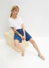 Shorts di jeans wide leg con tasche grandi e cinta comoda, bpc bonprix collection