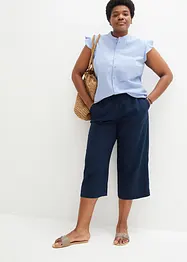 Pantaloni culotte cropped in misto lino, bonprix