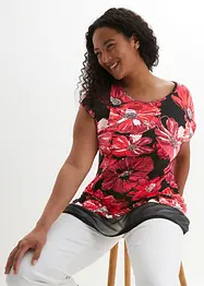 Maglia lunga con chiffon, bonprix