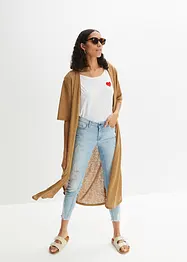 Cardigan lungo effetto lino, bonprix