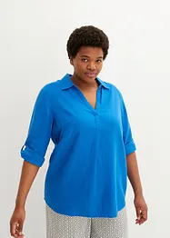 Blusa in misto lino con maniche a 3/4, bonprix