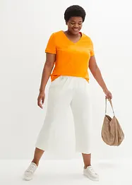 Pantaloni culotte cropped in misto lino, bonprix