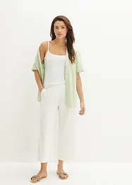 Pantaloni culotte cropped in misto lino, bonprix