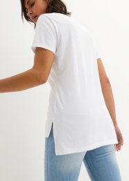 T-shirt in cotone con stampa e spacchi, bpc bonprix collection