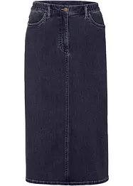 Gonna midi di jeans elasticizzata leggermente svasata con cinta comoda, bonprix