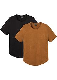 T-shirt in cotone biologico con taschino (pacco da 2), RAINBOW