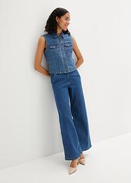Gilet cropped in jeans con Positive Denim #1 Fabric, RAINBOW